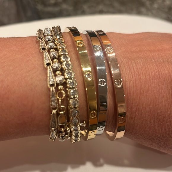 New Stainless Steel Cartier look a like Love Bangle Rose Gold plated SZ 17 Small - Picture 4 of 9